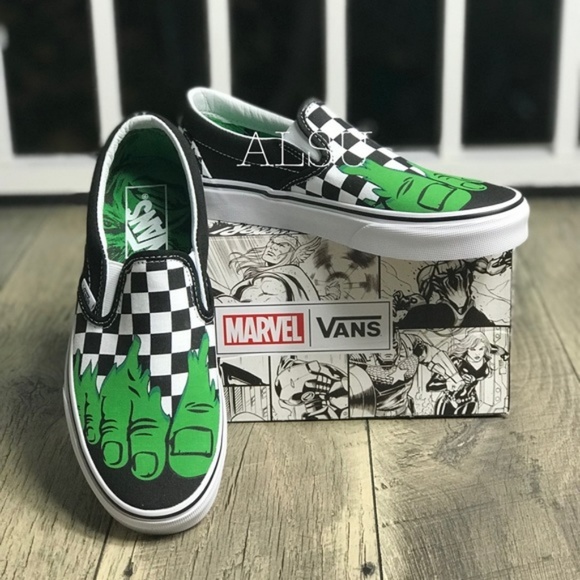 NWT VANS&Marvel Slip On Hulk Checkerboard W AUTHEN - Picture 7 of 8